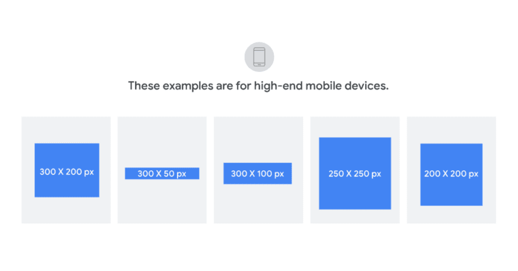 example of display ad sizes for mobile device